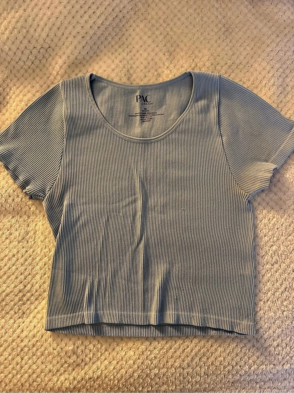 P.A.C. Ribbed Short Sleeve Tee Blue Size XS